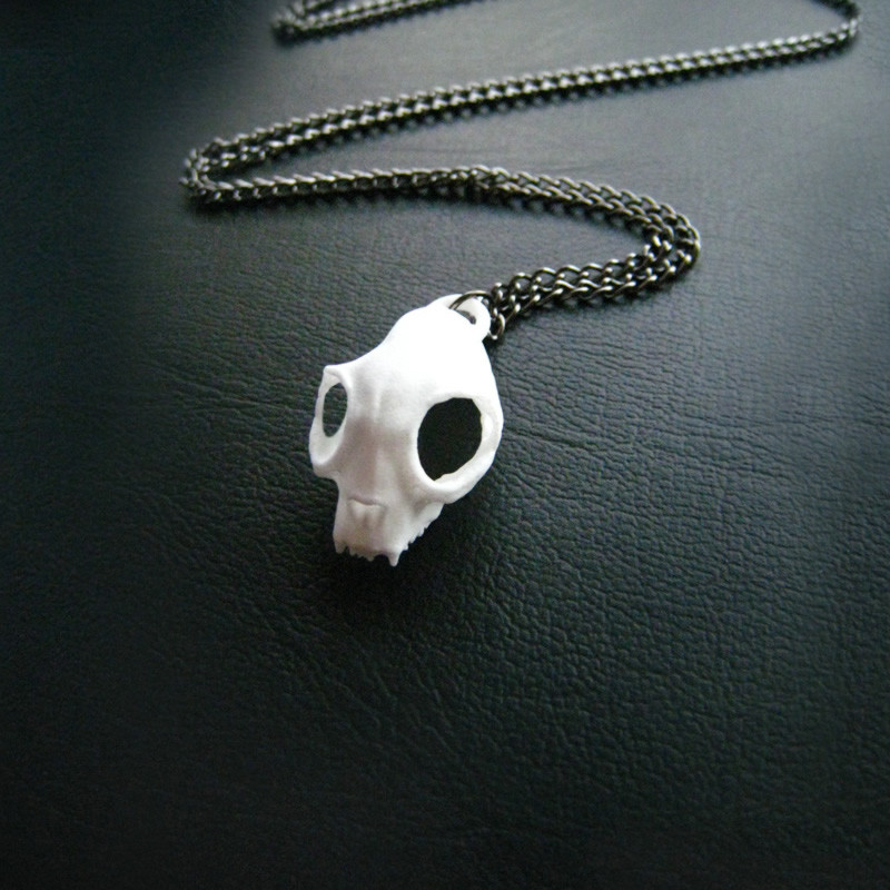 3D Printed Cat Skull Necklace